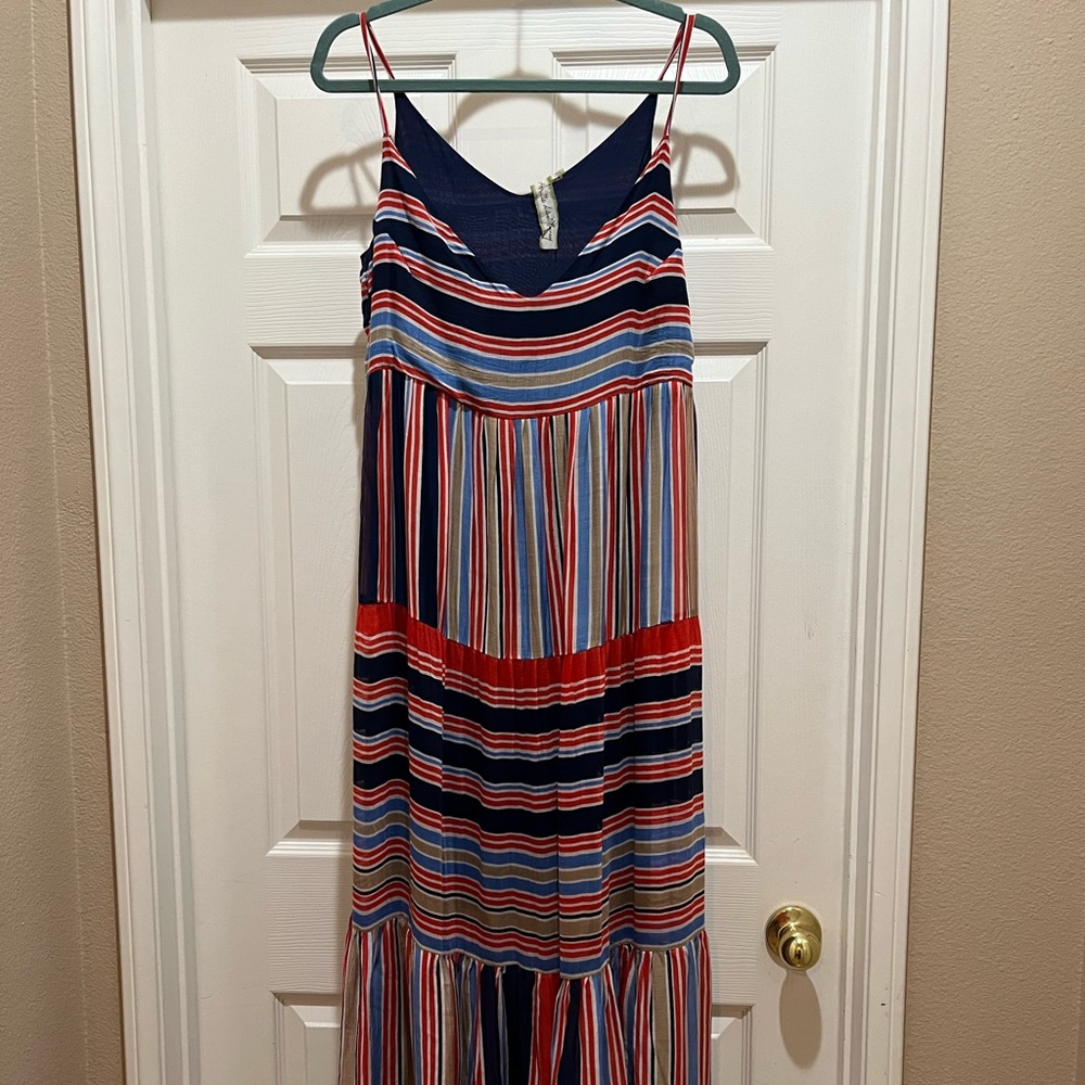 Aratta Silent Gourney Maxi Spaghetti Strap Dress Small Striped Modal Vis…